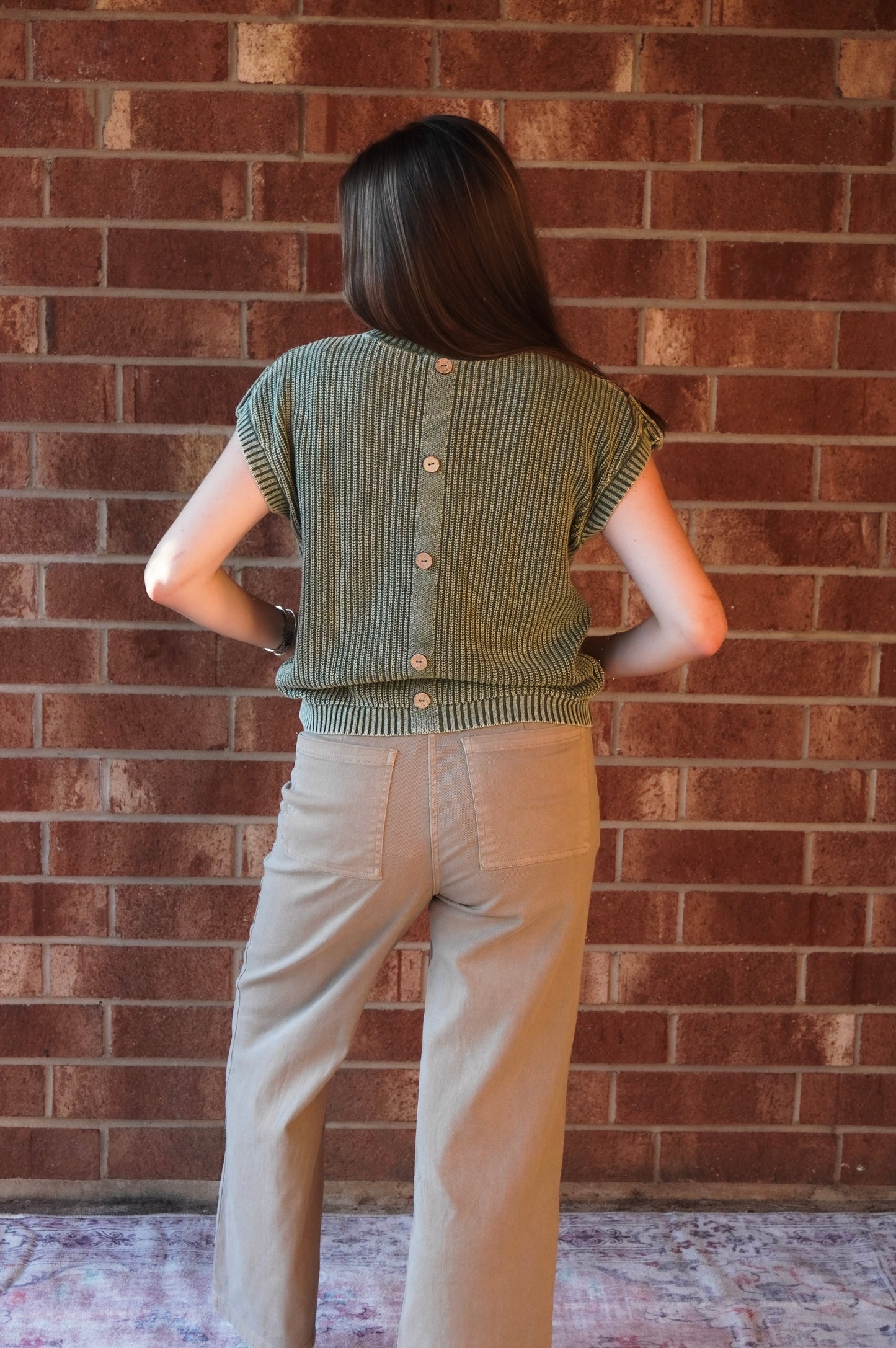 Matcha Button Sweater