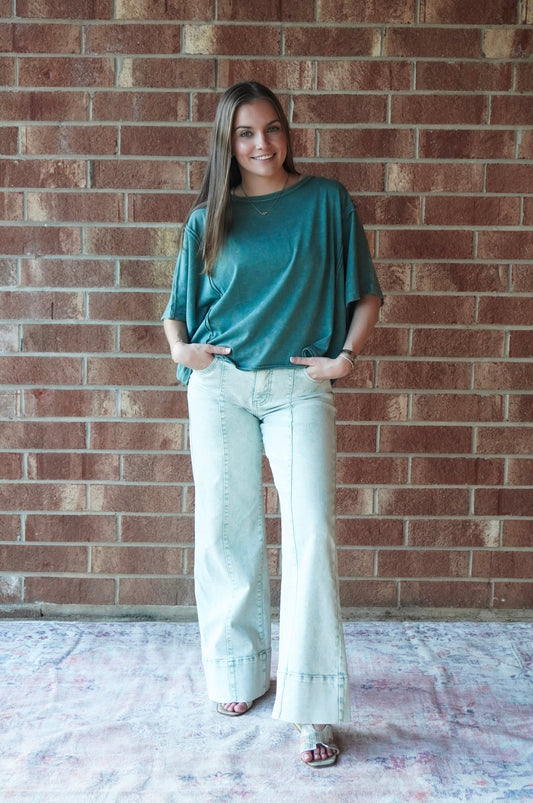 Pistachio Wide Leg Jean