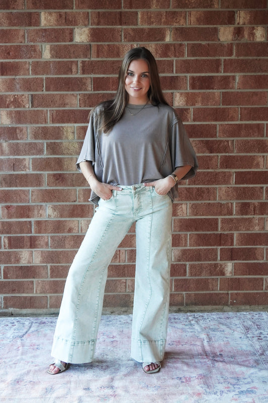 Pistachio Wide Leg Jean