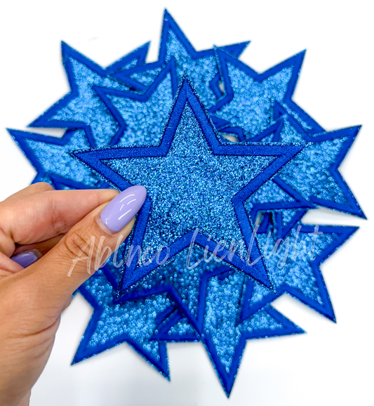ABLN Boutique - 3” Royal blue glitter star embroidery patch iron on 