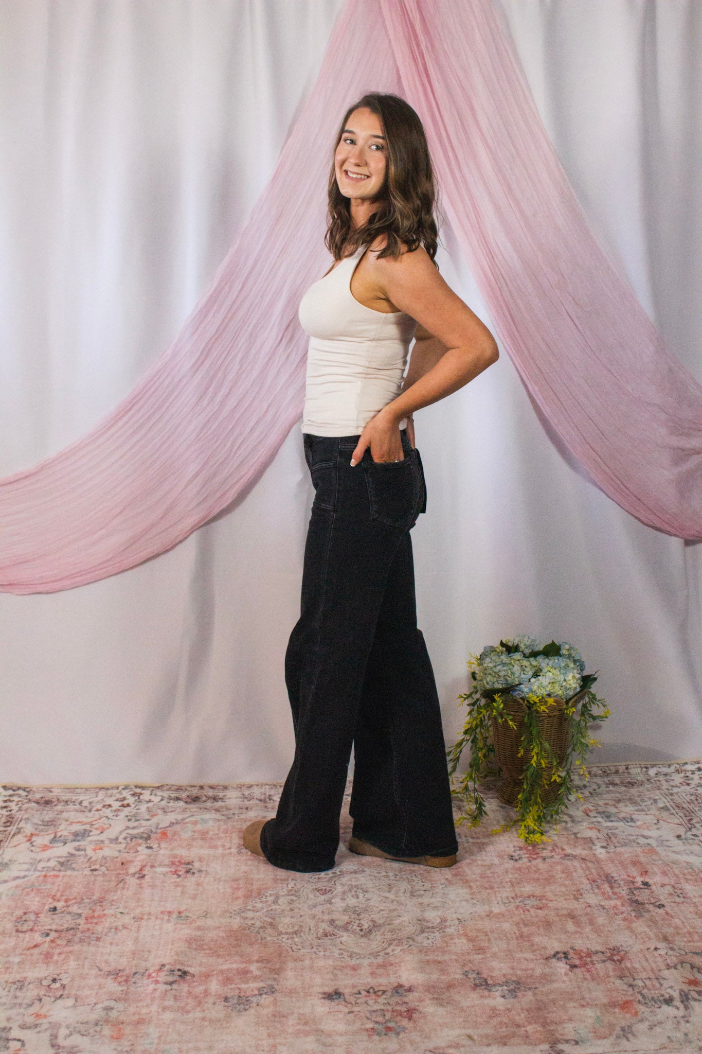 Midnight Seam Black Wide Leg Jean - Risen