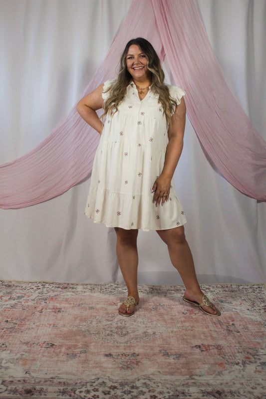 Simply Bow Linen Mini Dress