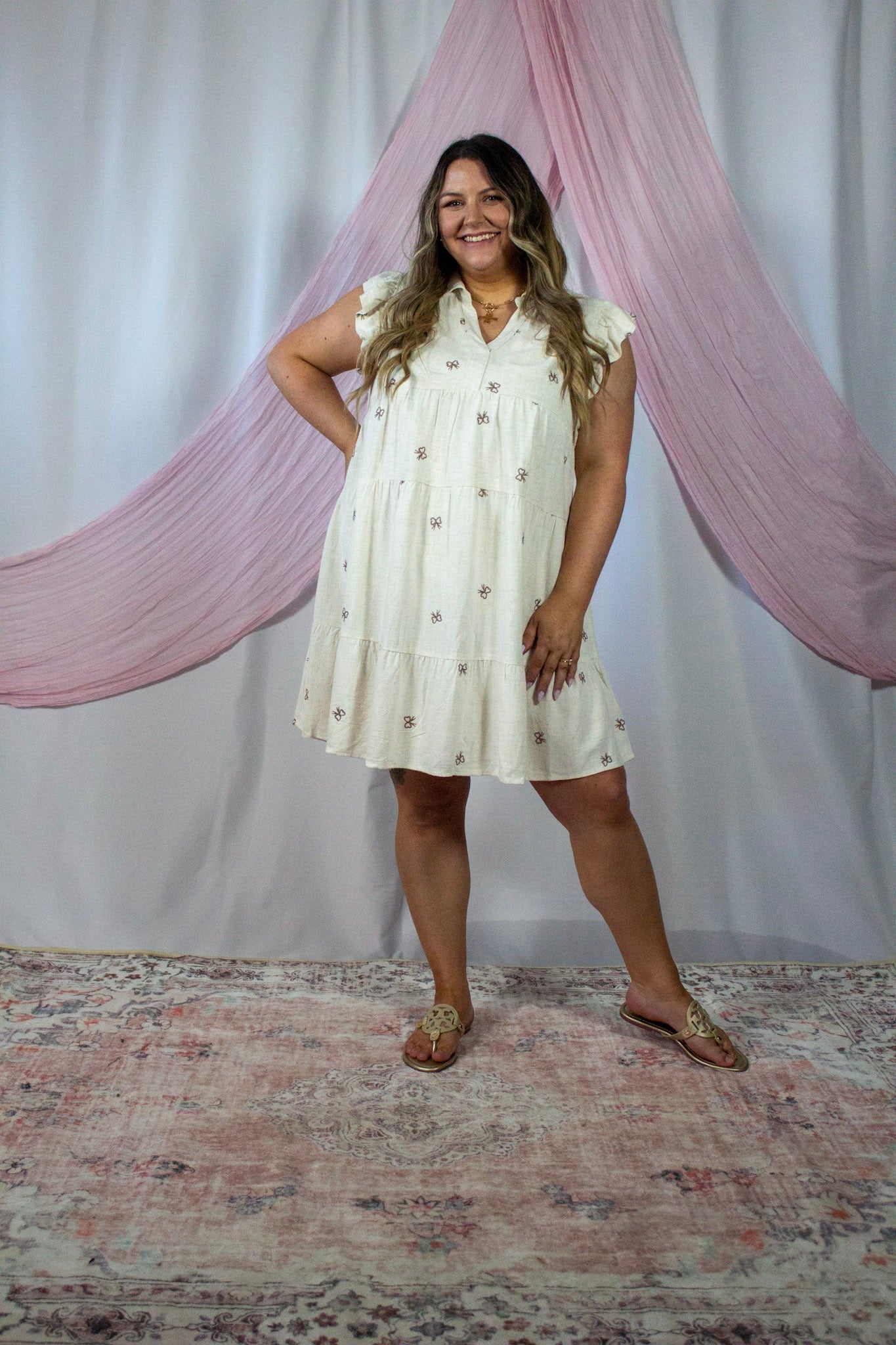 Simply Bow Linen Mini Dress