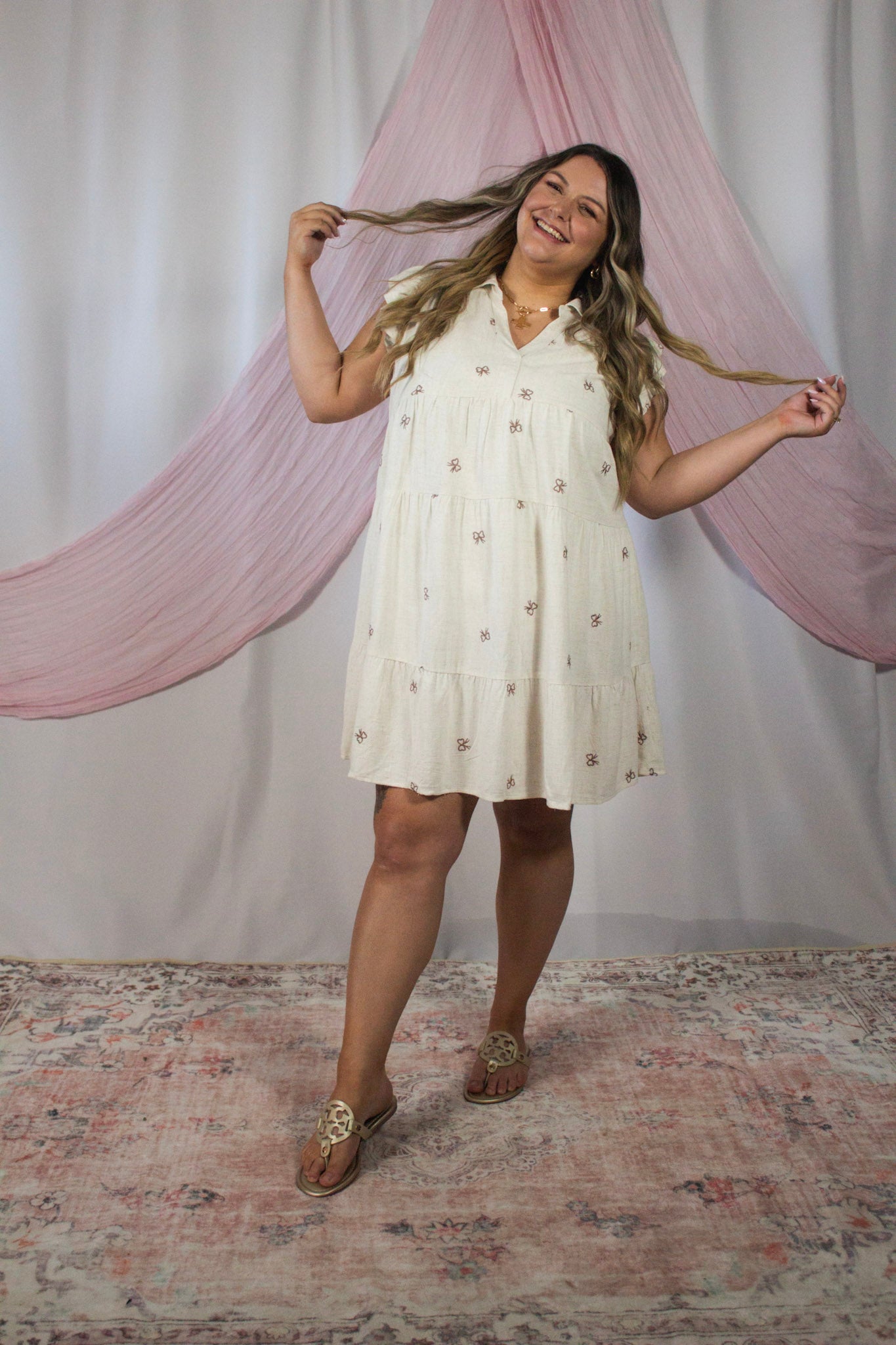Simply Bow Linen Mini Dress