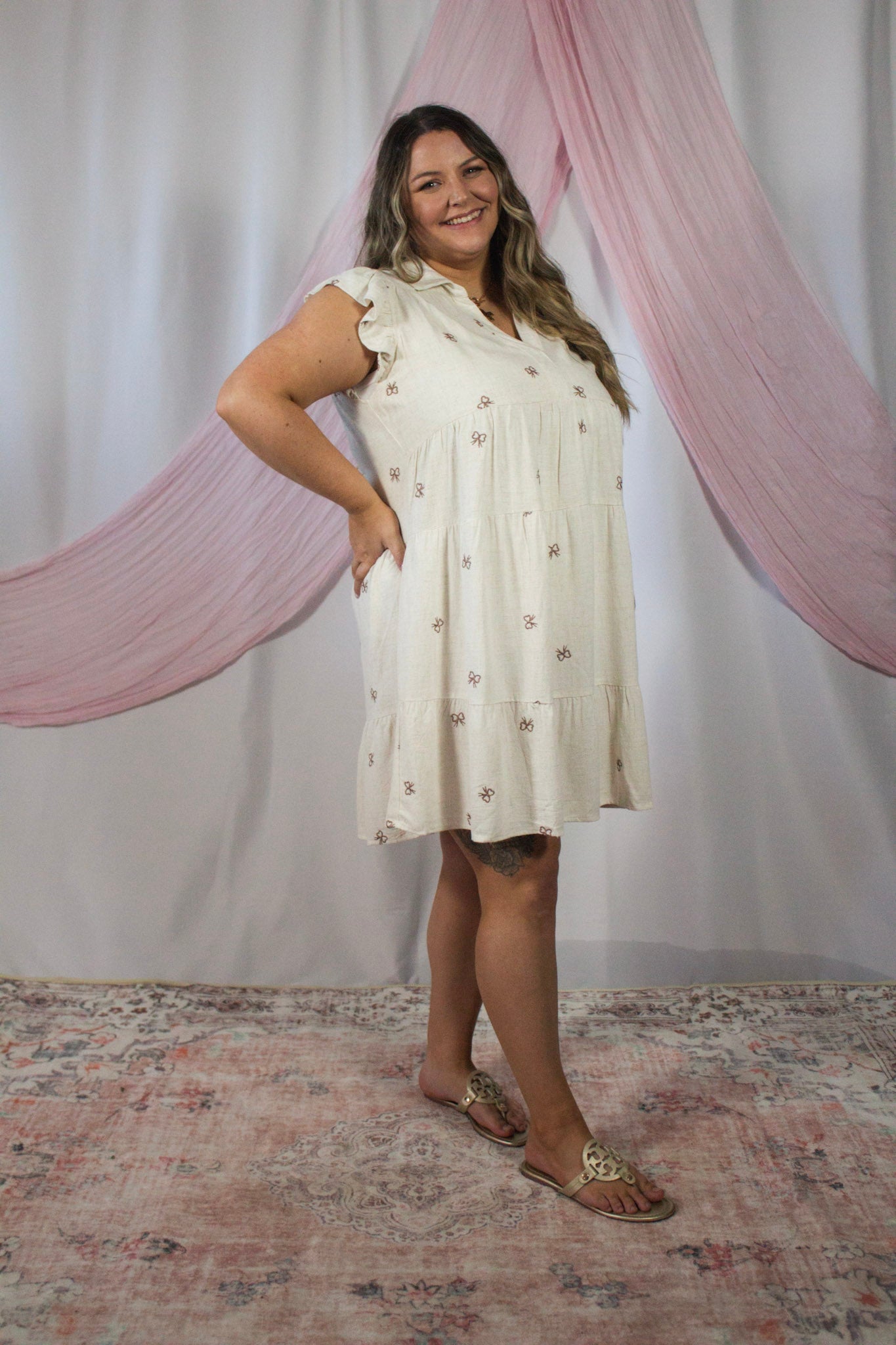 Simply Bow Linen Mini Dress