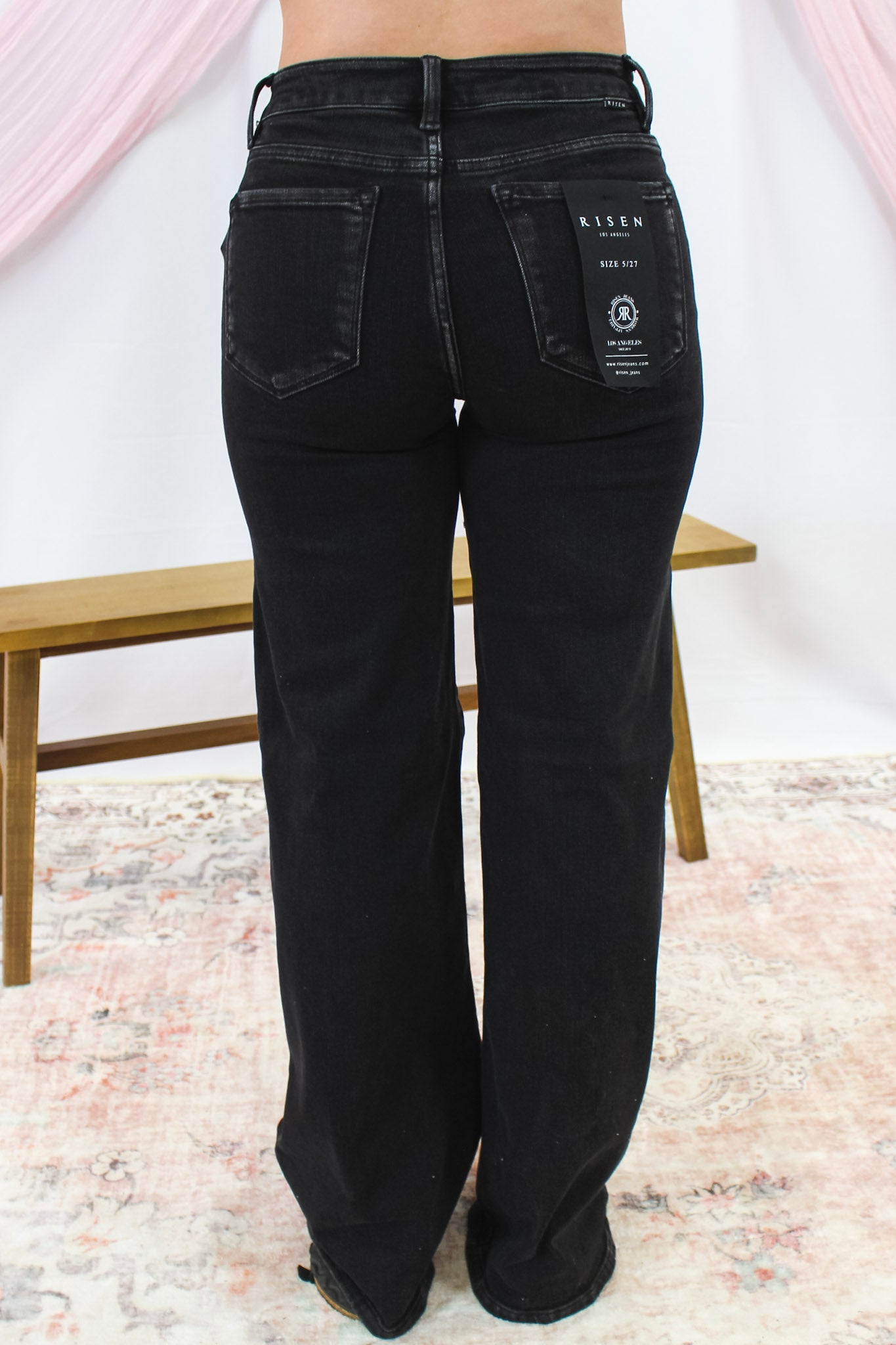 Midnight Seam Black Wide Leg Jean - Risen