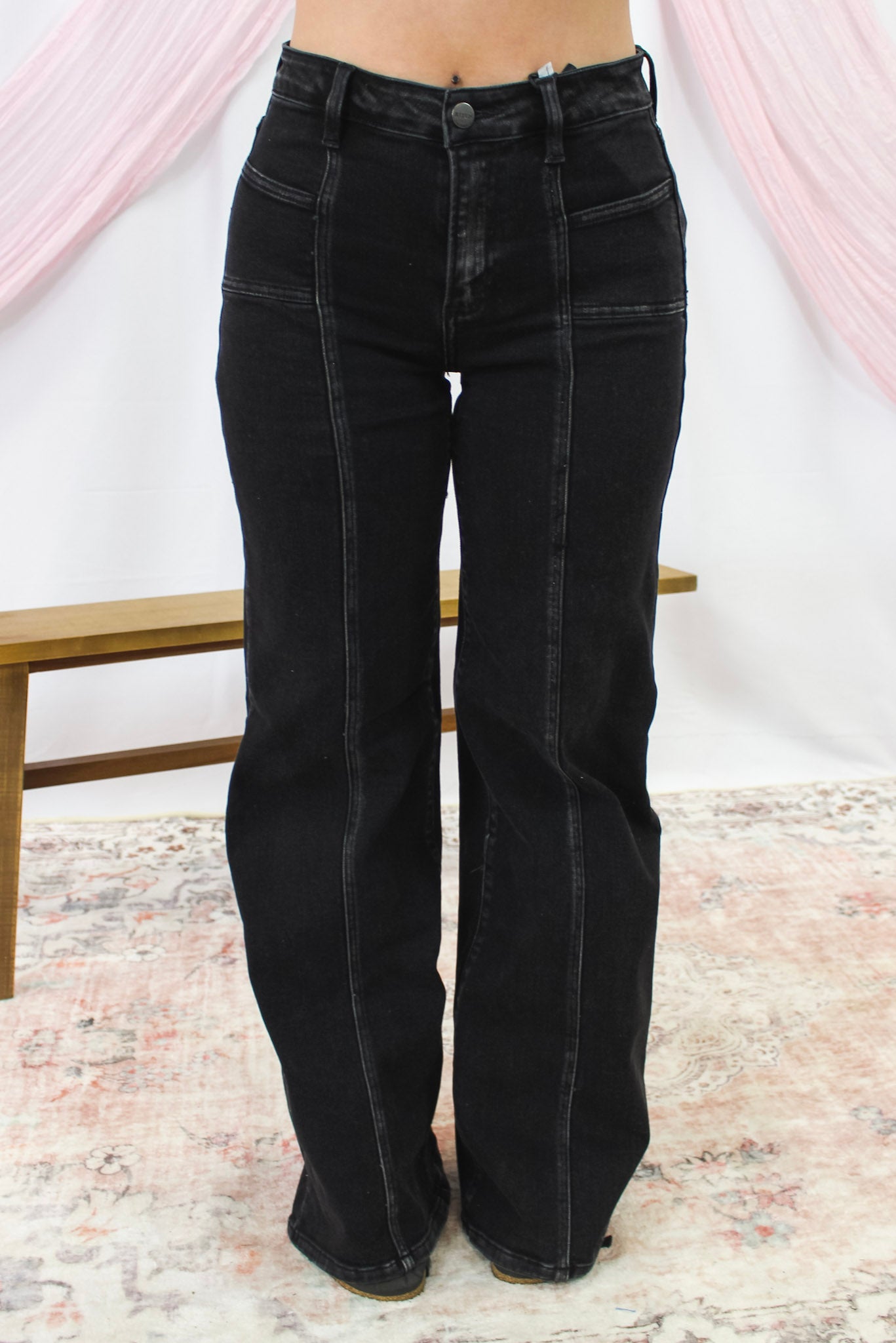 Midnight Seam Black Wide Leg Jean - Risen