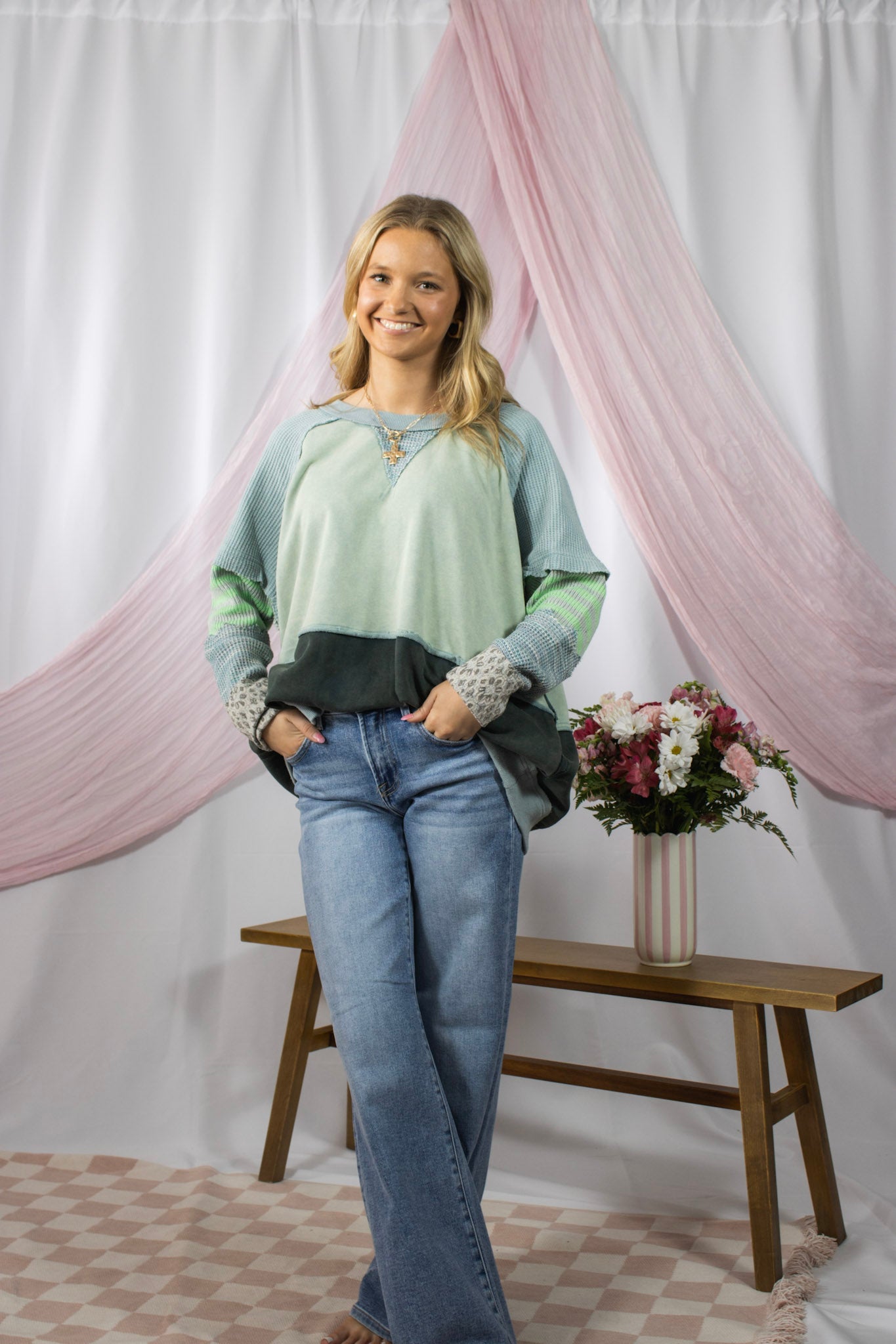Maggie's Sage Patchwork Pullover