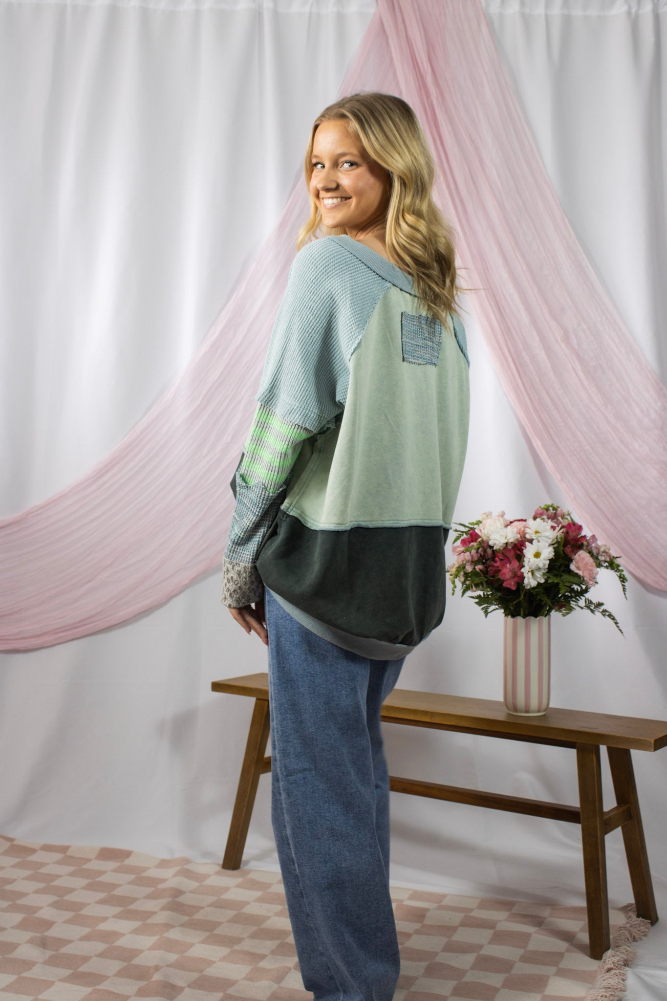 Maggie's Sage Patchwork Pullover