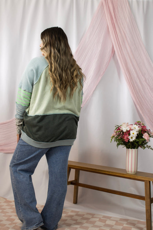 Maggie's Sage Patchwork Pullover
