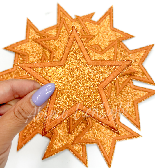 ABLN Boutique - 3” burnt Orange glitter star embroidery patch iron on 