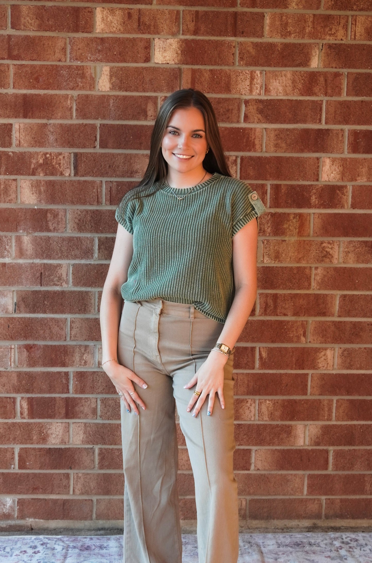 Matcha Button Sweater