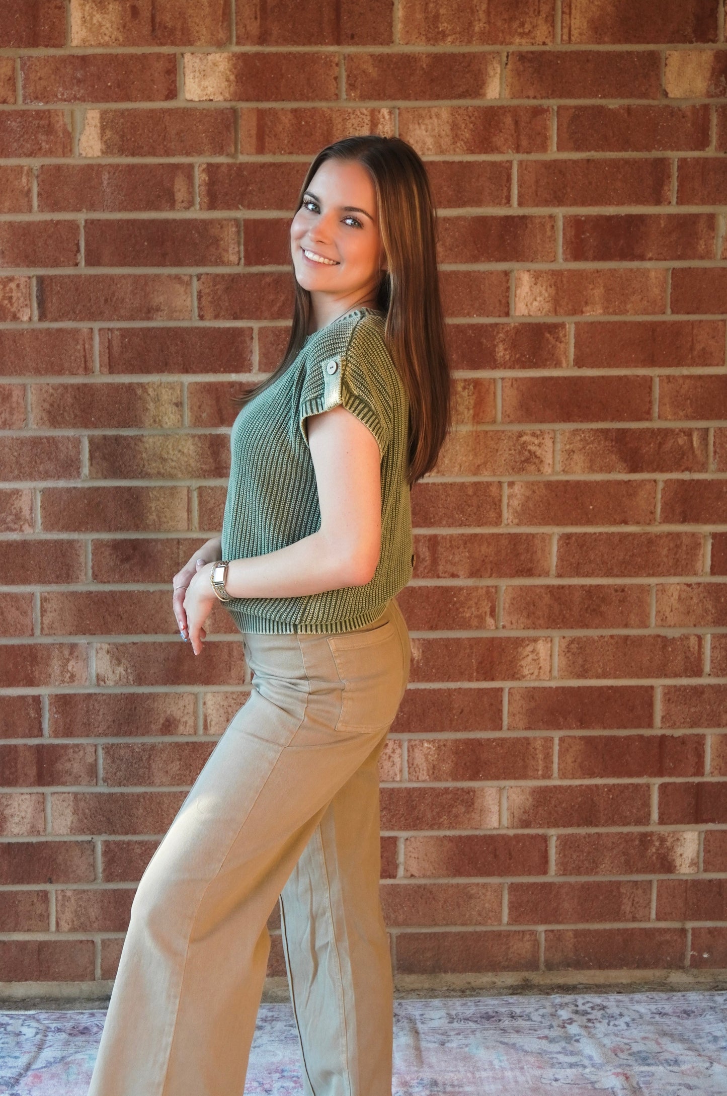 Matcha Button Sweater